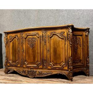 Curved And Curved Louis XV Style Sideboard In Walnut 