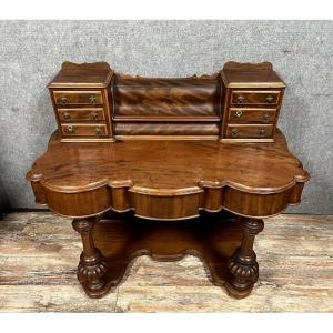 Curved Tiered Desk Napoleon III Period In Mahogany 