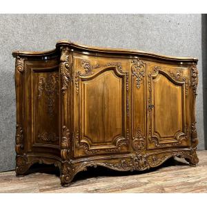 Curved And Curved Louis XV Style Buffet In Walnut