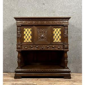 Renaissance Style Dressoir Cabinet In Walnut And Oak