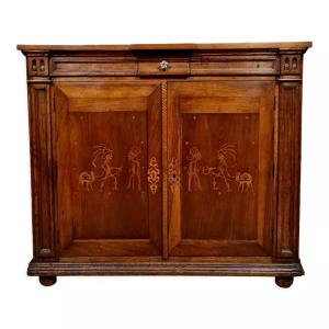 Buffet Napoleon III Period In Marquetry With Orientalist Decors 