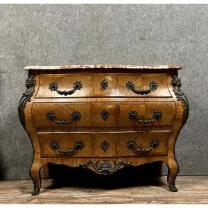 Louis XV Style Commode In Fully Curved Marquetry