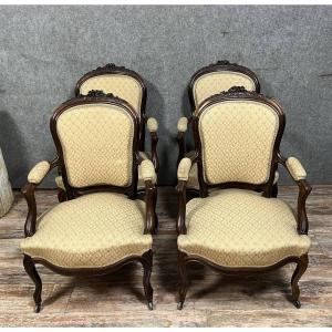 Set Of 4 Napoleon III Period Armchairs In Mahogany 