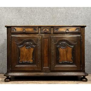 Imposing Burgundian Buffet Louis XIII Period In Oak And Walnut 