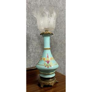 Porcelain Oil Lamp With Colorful Floral Decor