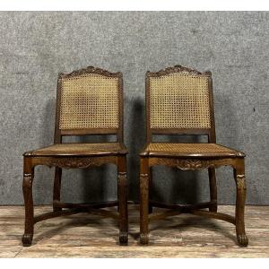 Pair Of Provençal Louis XV Style Chairs In Walnut