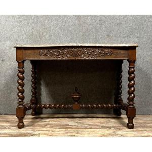 Important And Rare Curved Console From A Renaissance Hunting Lodge In Solid Oak