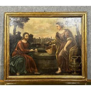 Italian Painting From The 17th Century: The Meeting Of The Samaritan Woman And Jesus Christ 