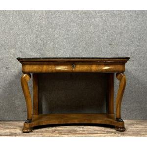 Empire Period Console In Blond Walnut 