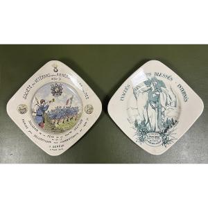 Two Commemorative Dishes From Clément Coppier Faienceries De Carouge (switzerland) 