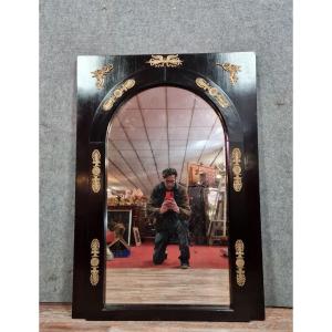 Monumental Empire Style Lacquered Wood Mirror