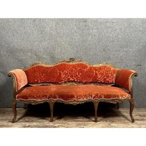 Provençal Bench In Carved Walnut Louis XV Style Late 19th Century