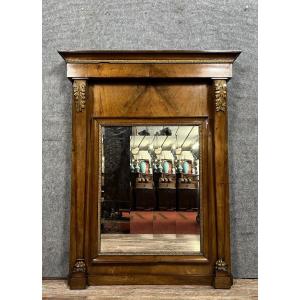 Miroir époque Empire En Noyer Et Bois Doré 