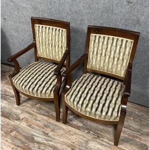 Pair Of Empire Period Armchairs In Mahogany 
