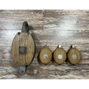 Set Of 4 Boat Pulleys Late 19th Century Early 20th Century