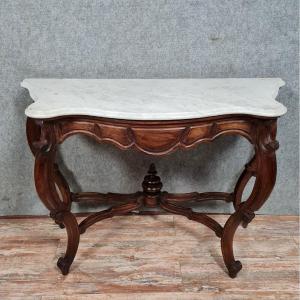 Important Curved Console Napoleon III Period In Mahogany 