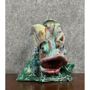 Vallauris (in Le Gout): Zoomorphic Sculpture In Enameled Ceramic