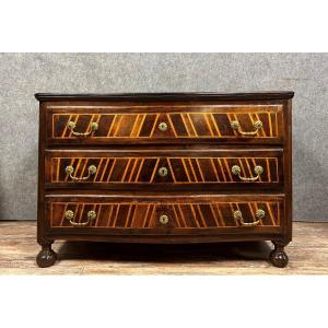 Curved Louis XV Period Commode In Marquetry 