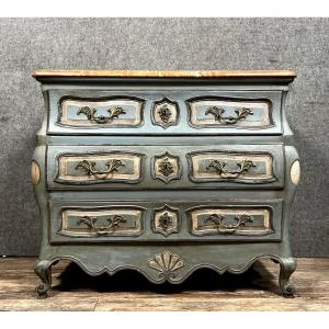 Louis XV Tomb Commode Fully Curved In Patinated Wood