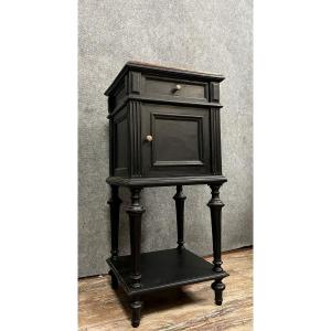 Louis XVI Style Black Lacquered Nightstand Or Bedside Table  