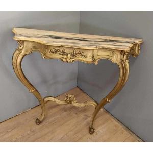 Louis XV Style Curved Gilded Wood Venetian Console 