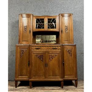 Art Nouveau-art Deco Period Sideboard In Solid Walnut 