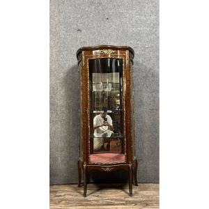 Louis XV Style Curved Display Cabinet In Mahogany And Gilded Bronze 