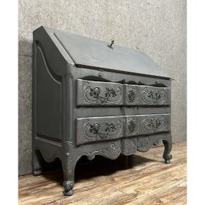 Bureau De Pente Ou Commode Scriban En Bois Laqué Esprit Shabby Chic