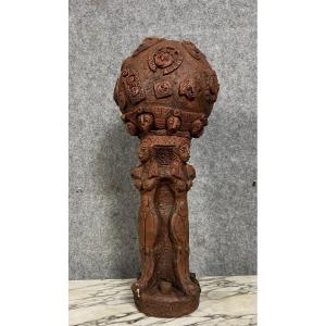 Black Africa / Popular, Tribal, Ritual Art: Large Polychrome Terracotta Sculpture (a) 