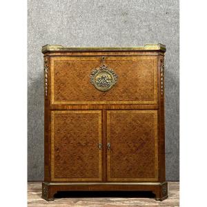 After Riesener: Louis XVI Style Marquetry Secretary