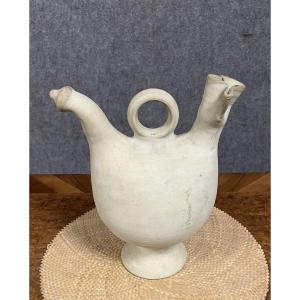 Rare Antique Spanish Water Jug In Terracotta Or White Pottery