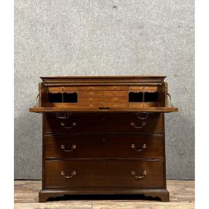 Angleterre Fin XVIIIeme : Authentique Commode-secrétaire De Port 