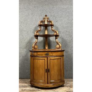 19th Century Curved Corner Cabinet In Fir