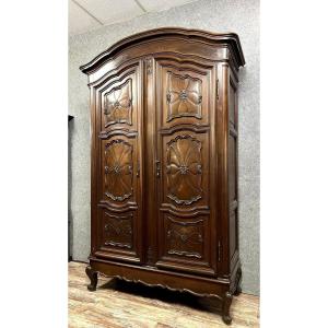 Armoire Baroque Style Louis XV En Noyer Massif 