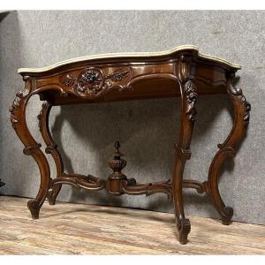 Très Grande Console Style Louis XV Galbée Toutes Faces En Acajou / Long 150 Cm 