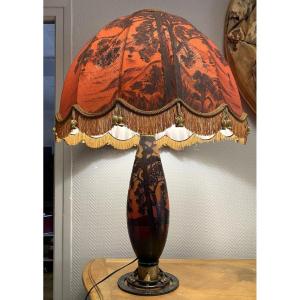 Delatte Nancy: Very Large Glass Paste Lamp, Art Nouveau Period 