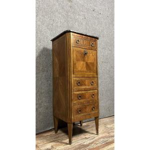 Rare Small Louis XVI Lady's Secretary In Precious Wood Marquetry / H 104cm