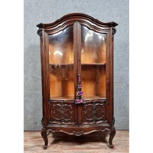 Louis XV Style Curved Bookcase In Walnut 