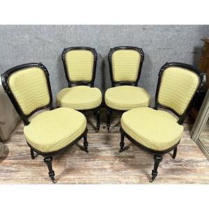 Set Of 4 Napoleon III Period Chairs In Lacquered Wood 