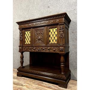 Renaissance Style Walnut And Oak Dresser Cabinet 