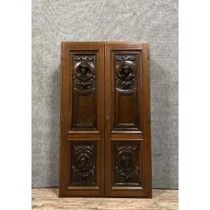 Renaissance Style Walnut Collector's Cabinet / Medal Cabinet  