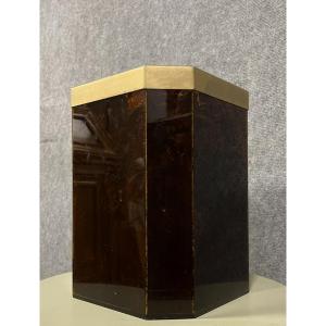 Hexagonal Shaped Desktop Bin In Painted Resin In Tortoiseshell Color 