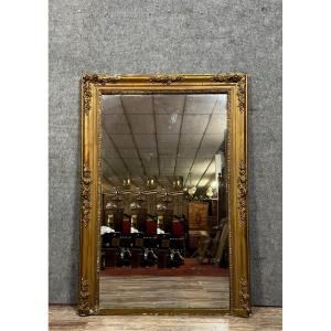 Miroir époque Empire En Bois Et Stuc Doré 