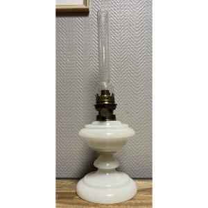 White Opaline Oil Lamp