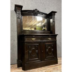 Rare Buffet A Ressaut De Sacristie En Bois Noirci époque Napoléon III 