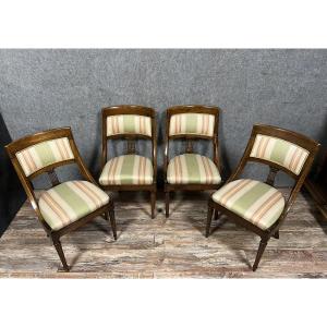 Set Of 4 Empire Period Lombard Gondola Chairs In Mahogany 