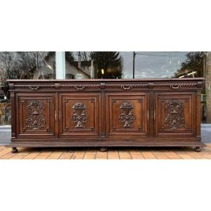 Buffet En Enfilade Style Renaissance En Chêne Sculpté Vers 1850