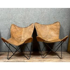 Paire De Fauteuils Papillons Par Bkf Hardoy Pour Knoll Vers 1960