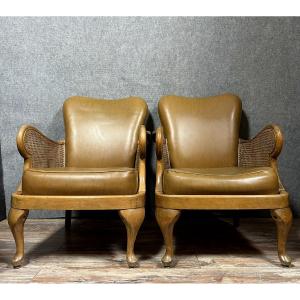 Pair Of English Art Deco Chippendale Style Armchairs