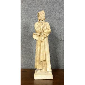 Adolpho Cipriani: Dante Alighieri Known As “dante” Very Large Alabaster Sculpture 